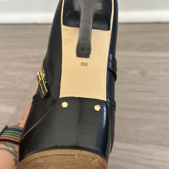 Michael Kors Stockard two tone boots sz 9 Black and brown leather stiletto Heel - Picture 6 of 7